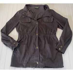 Maude Utility Cargo Military Jacket Drawstring Waist Snap Buttons Womens Small